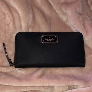 Kate Spade black wallet with gold hardware